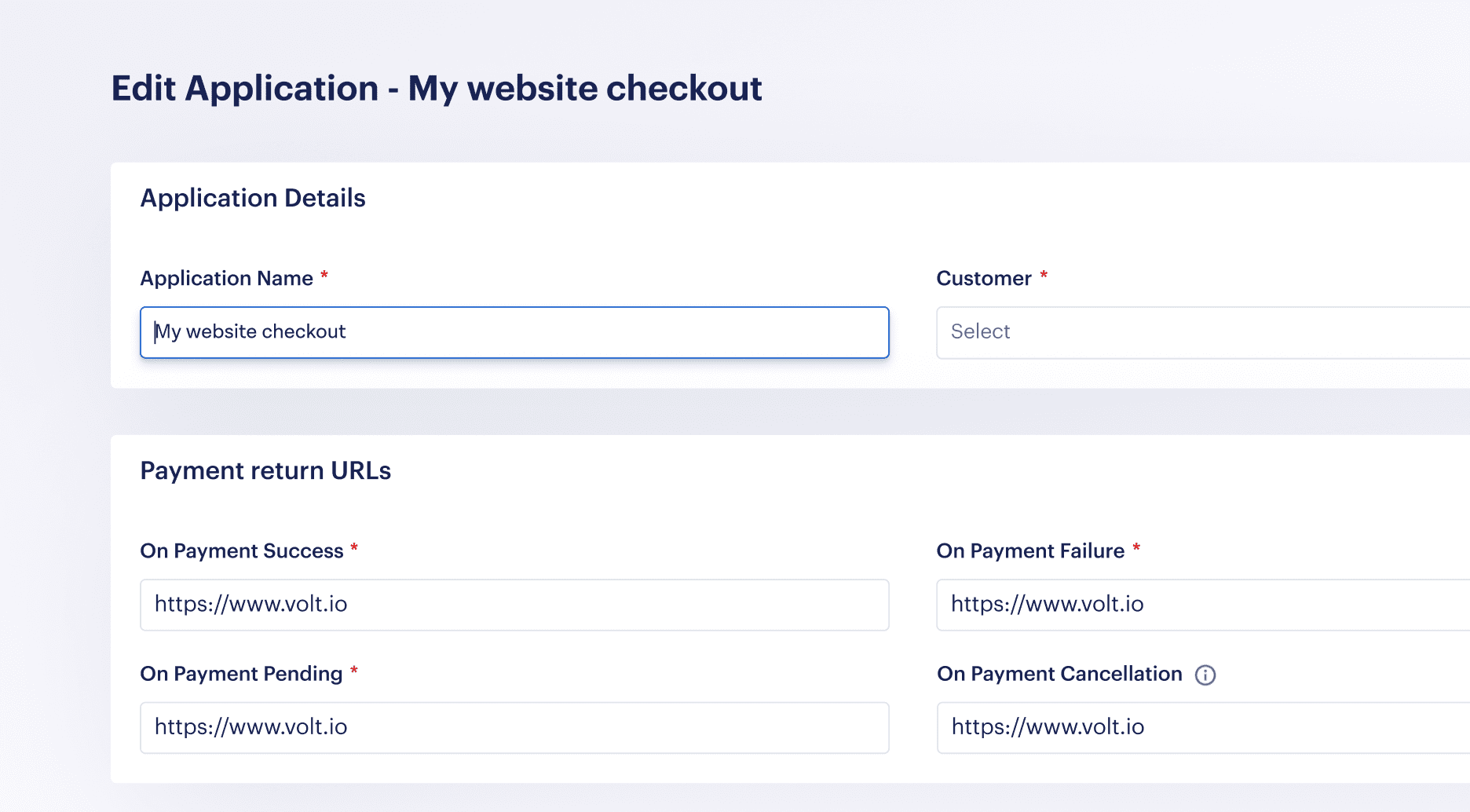 Edit application website checkout