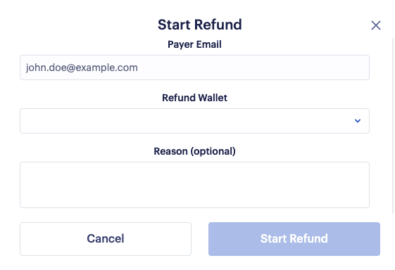 Start Refund dialog