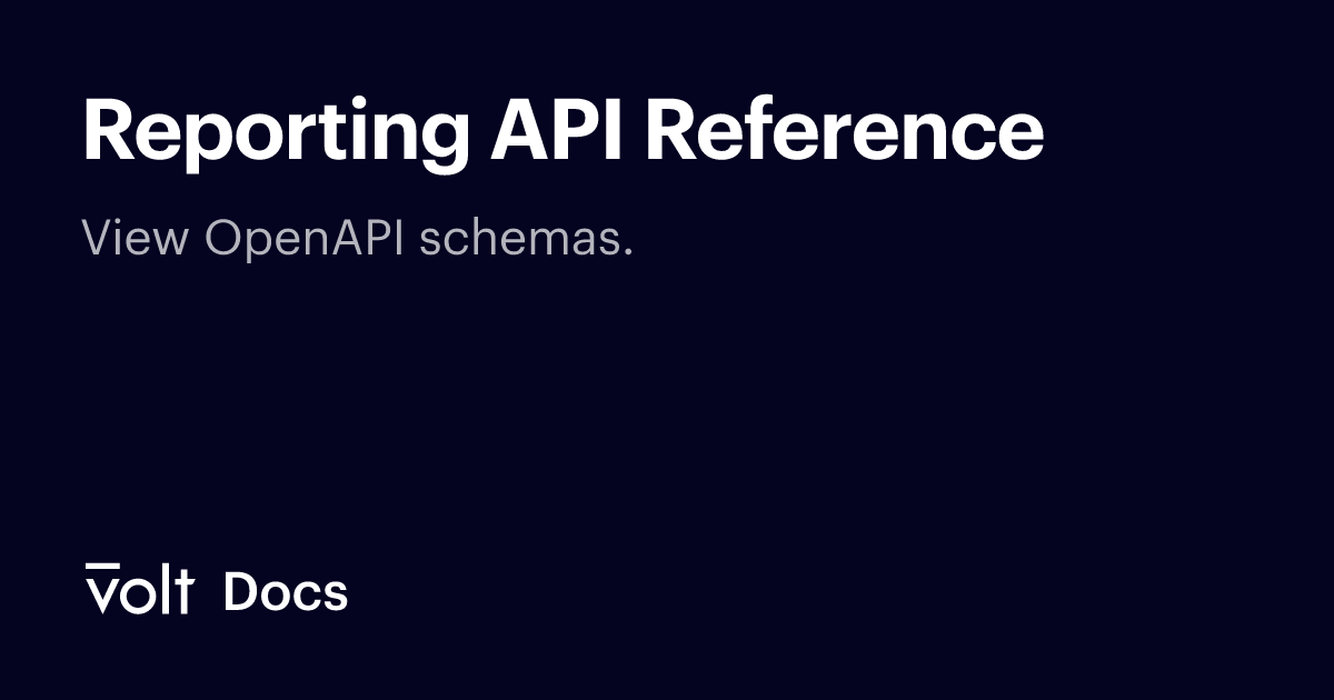 Reporting API Reference